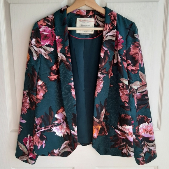 Anthropologie Jackets & Blazers - Cartonnier Teal Floral Rihan Blazer Jacket Size 8